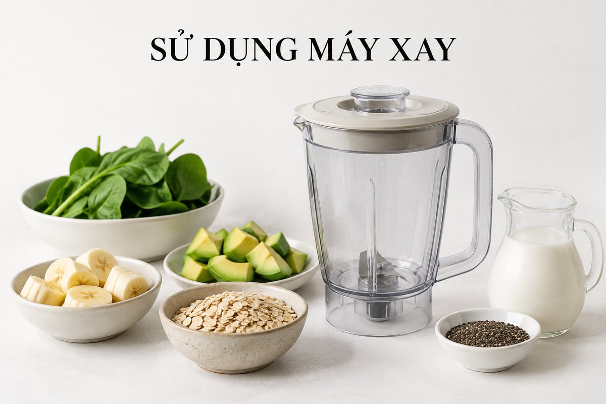 Cối có nắp và nguyên liệu đã sơ chế