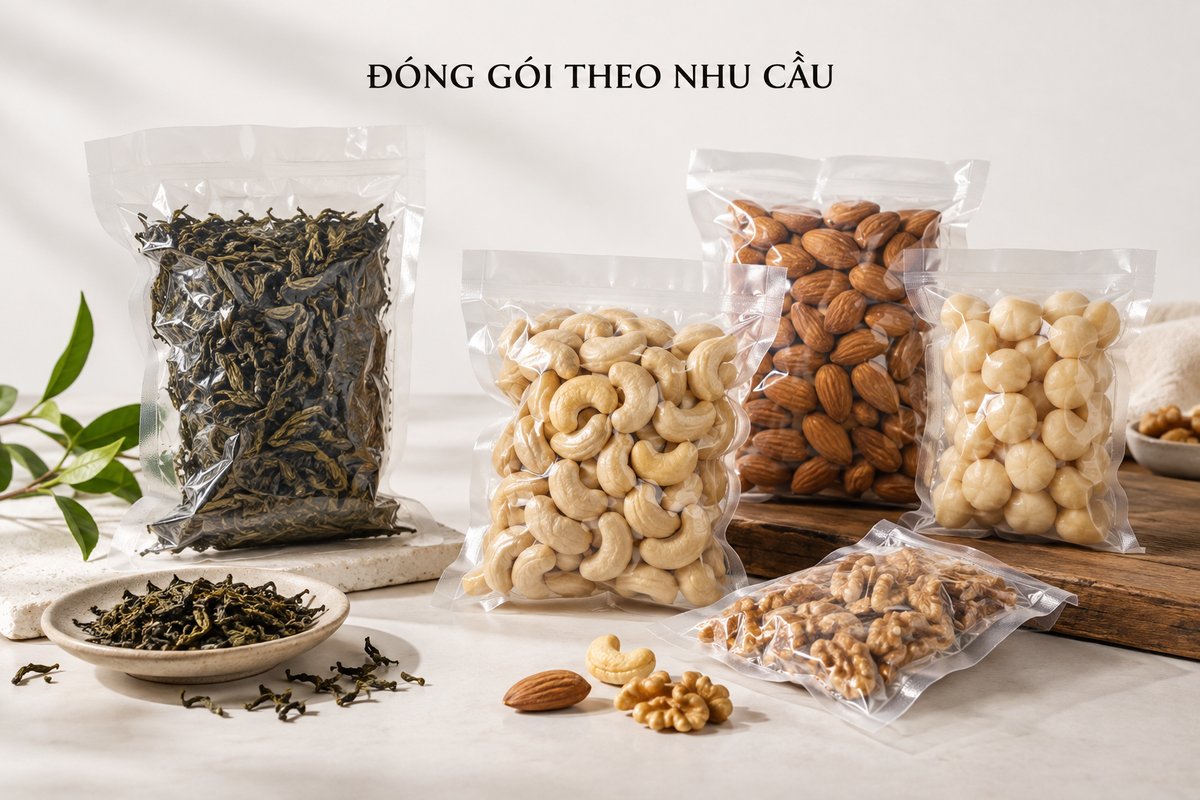 Trà và hạt đóng trong từng túi riêng