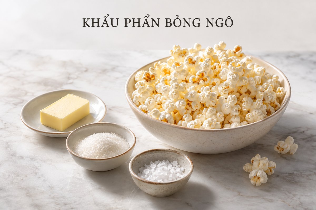 Bỏng ngô và gia vị để riêng