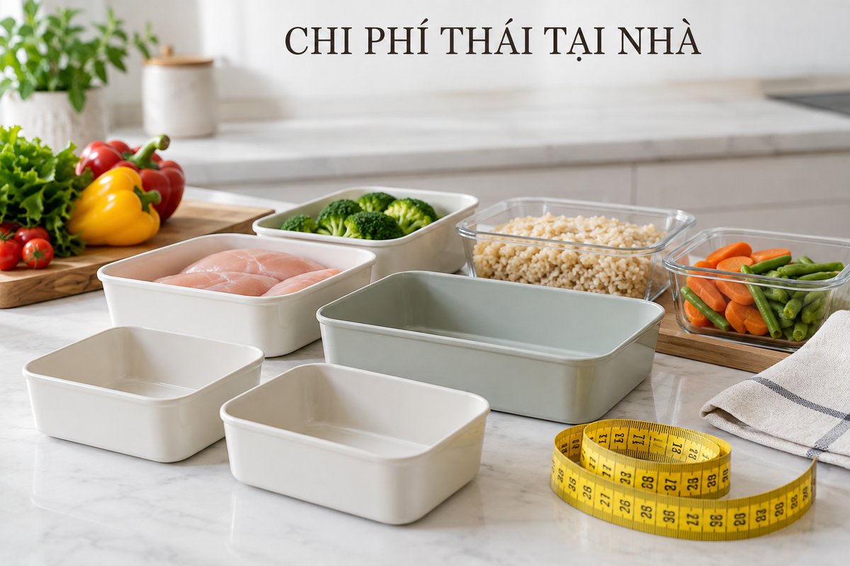 Khay nhỏ và thước đo trong bếp