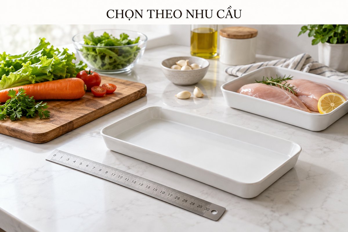 Thước đo và khay nhận sạch
