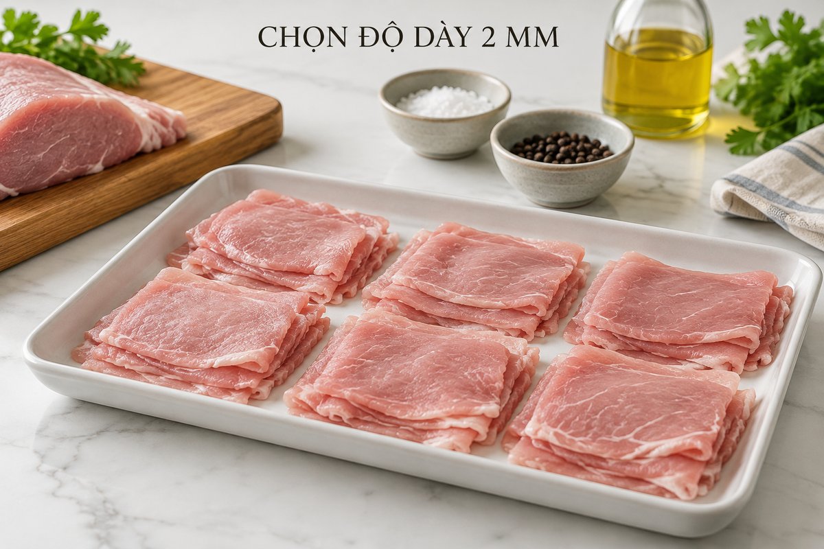 Thịt heo không xương thái chia phần