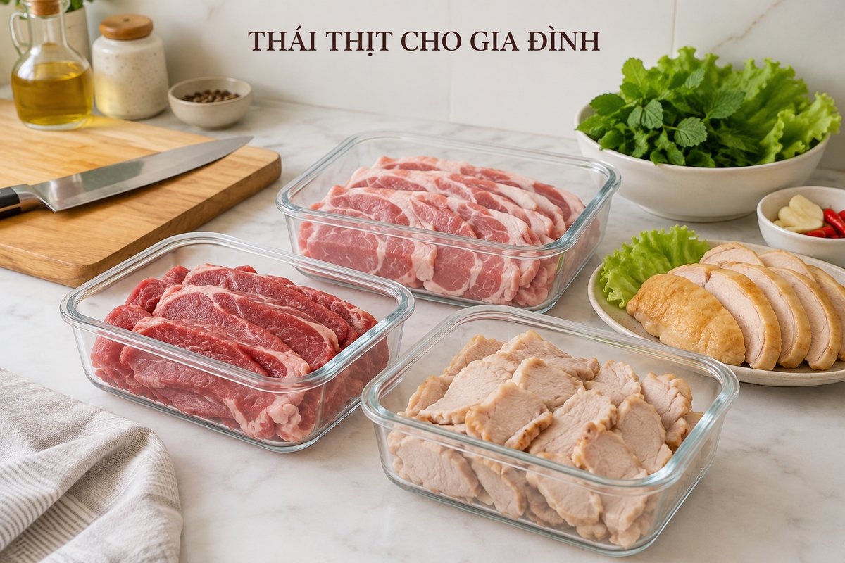 Hộp thịt thái chia theo bữa