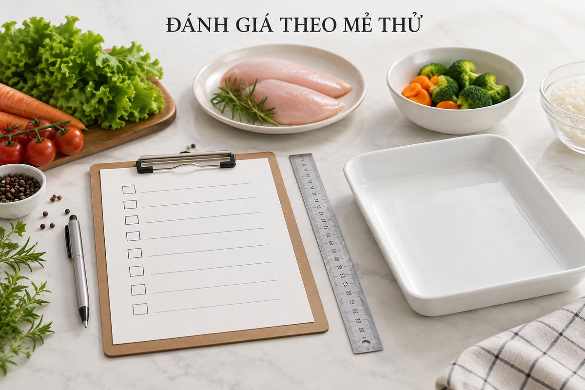 Sổ mẻ thử thước đo và khay sạch