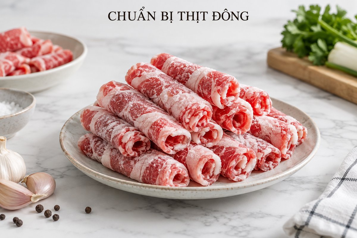 Lát bò đông cuộn mỏng