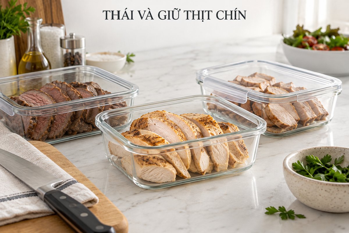 Hộp thịt chín thái lát có nắp