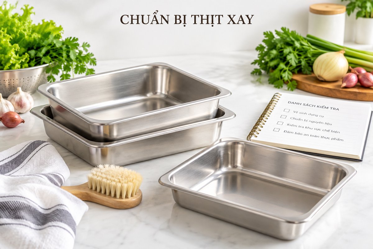 Khay sạch, bàn chải và sổ kiểm tra công việc