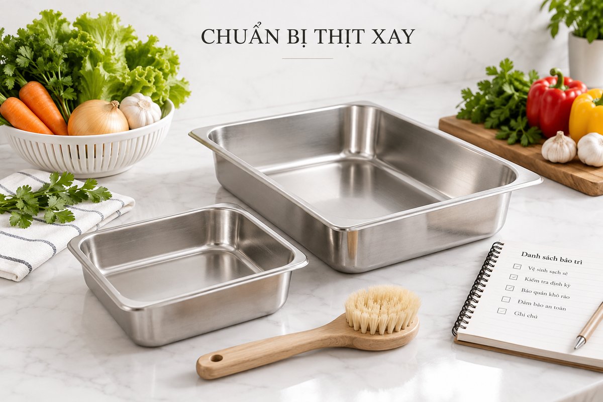 Khay sạch, bàn chải và sổ kiểm tra công việc