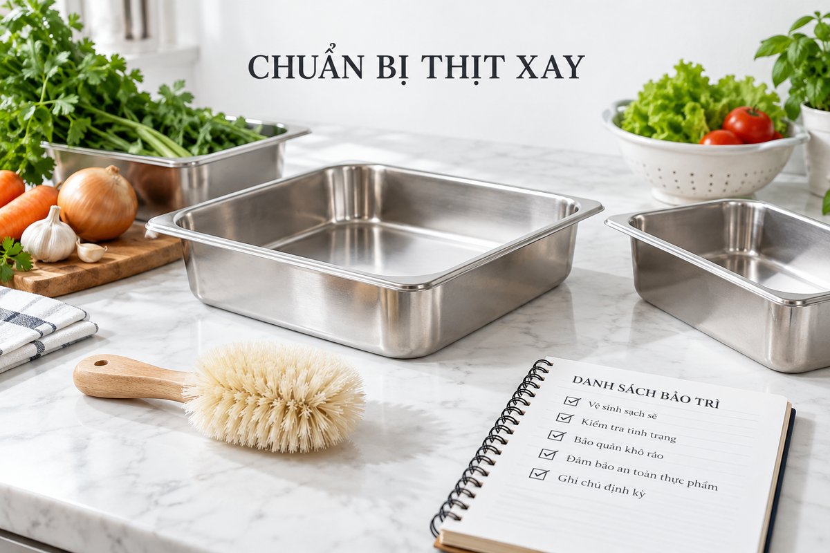 Khay sạch, bàn chải và sổ kiểm tra công việc