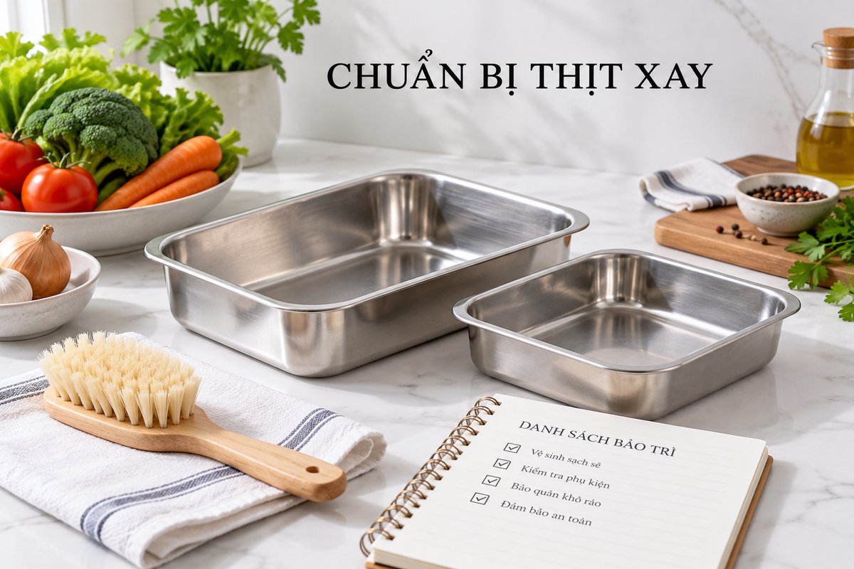 Khay sạch, bàn chải và sổ kiểm tra công việc